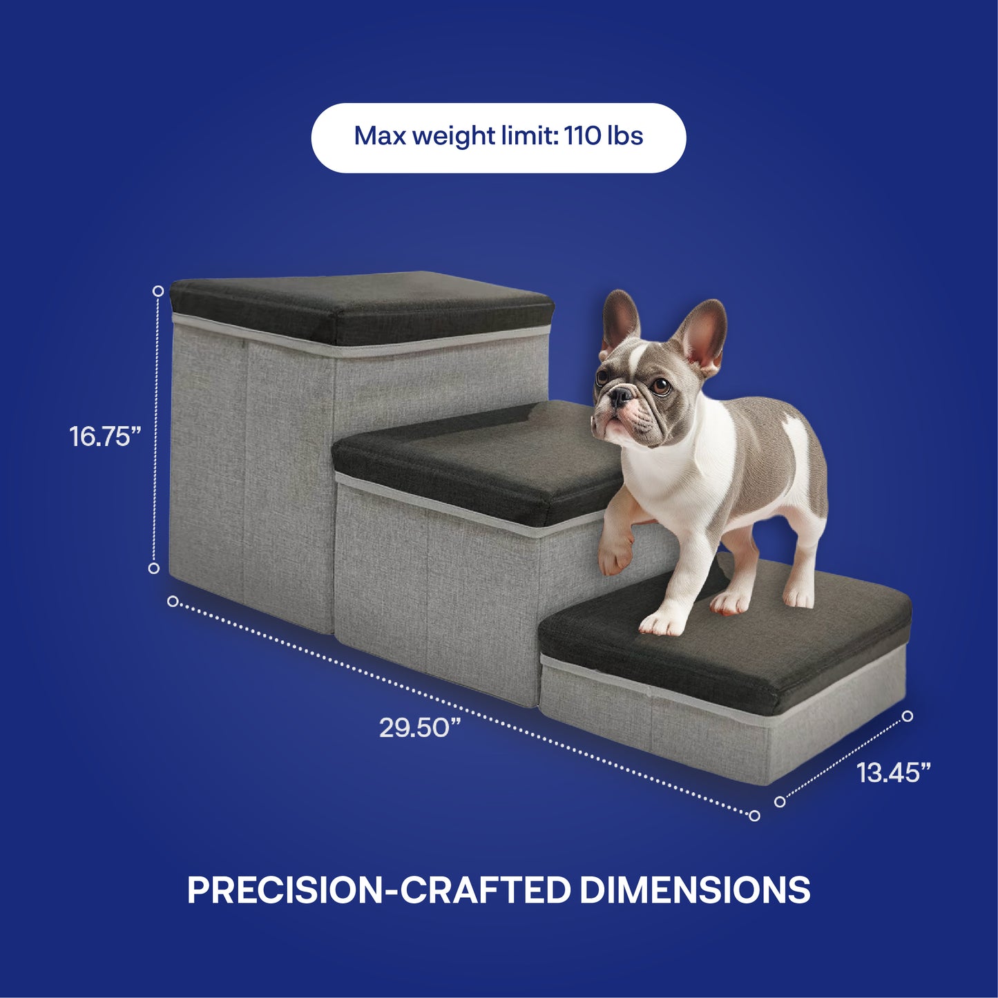 Foldable Pet Stairs With Storage Safe Stairs For Small Pets Medium Pets Aging Pets Mobility-Challenge Pets